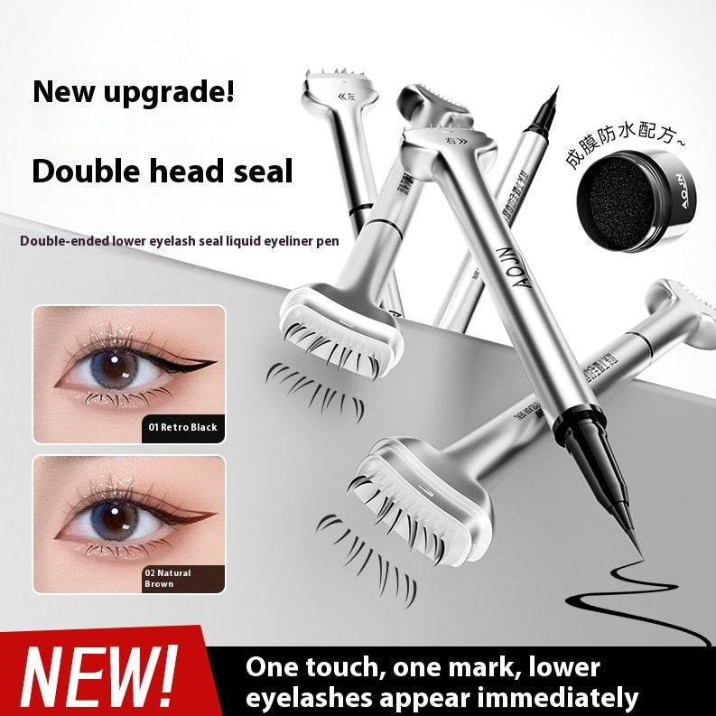 Double-ended lower lash stamp eyeliner pen for natural eye makeup