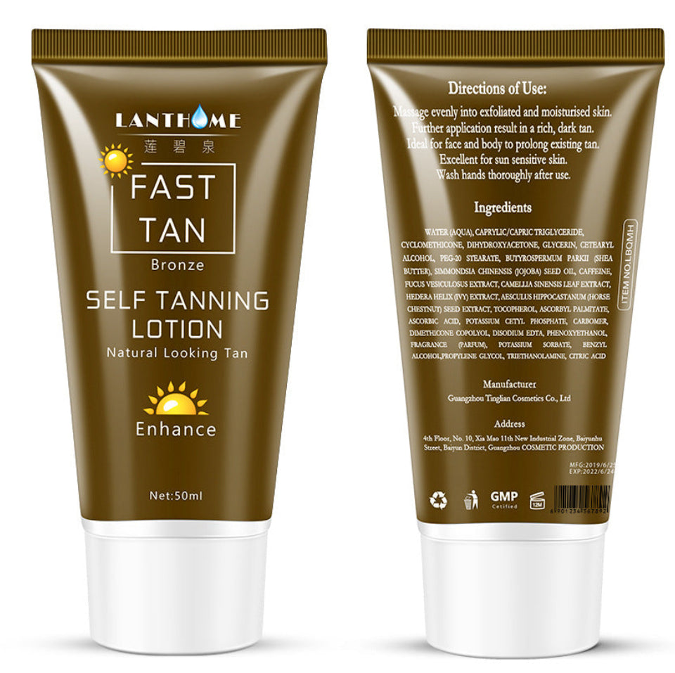 Before and after results of sunless tanning body lotion